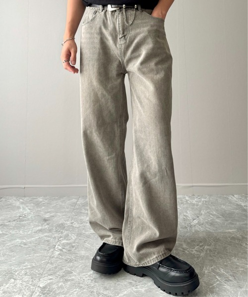 YUNEL.(ユネル)の「ヴィンテージウォッシュ ワイドストレート デニムパンツ(デニムパンツ・メンズ・グレー・SMALL/LARGE/MEDIUM)」の8枚目の写真