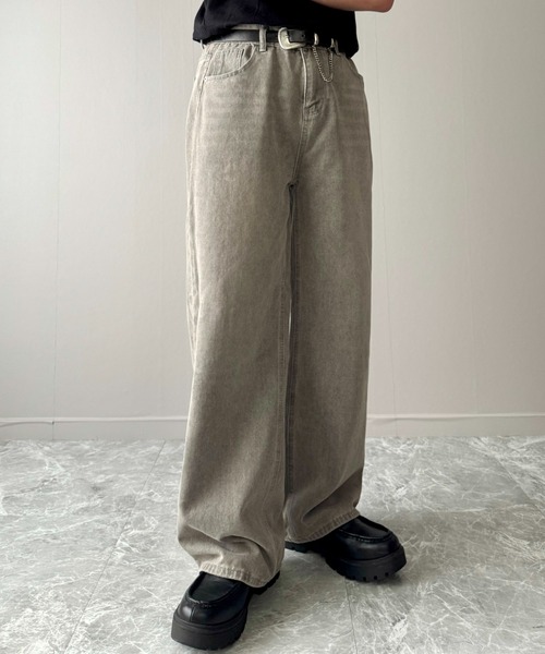 YUNEL.(ユネル)の「ヴィンテージウォッシュ ワイドストレート デニムパンツ(デニムパンツ・メンズ・グレー・SMALL/LARGE/MEDIUM)」の9枚目の写真