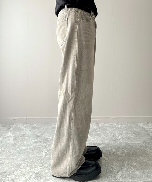 YUNEL.(ユネル)の「ヴィンテージウォッシュ ワイドストレート デニムパンツ(デニムパンツ・メンズ・グレー・SMALL/LARGE/MEDIUM)」の7枚目の写真