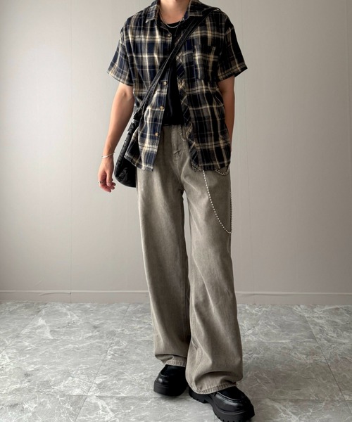 YUNEL.(ユネル)の「ヴィンテージウォッシュ ワイドストレート デニムパンツ(デニムパンツ・メンズ・グレー・SMALL/LARGE/MEDIUM)」の3枚目の写真