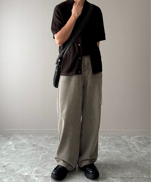 YUNEL.(ユネル)の「ヴィンテージウォッシュ ワイドストレート デニムパンツ(デニムパンツ・メンズ・グレー・SMALL/LARGE/MEDIUM)」の10枚目の写真