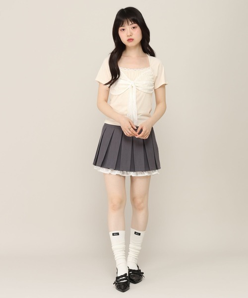 Heather(ヘザー)の「リボンレースカットTEE 1052827(Tシャツ/カットソー・レディース・アイボリー/ピンク/ブラウン・FREE)」の4枚目の写真