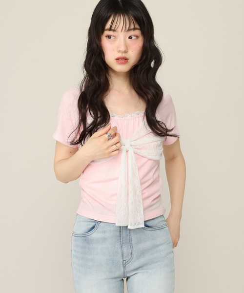 Heather(ヘザー)の「リボンレースカットTEE 1052827(Tシャツ/カットソー・レディース・アイボリー/ピンク/ブラウン・FREE)」の11枚目の写真