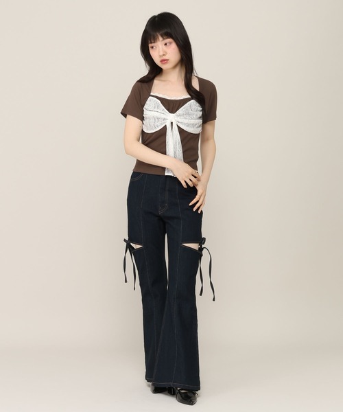 Heather(ヘザー)の「リボンレースカットTEE 1052827(Tシャツ/カットソー・レディース・アイボリー/ピンク/ブラウン・FREE)」の13枚目の写真