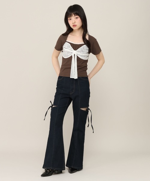 Heather(ヘザー)の「リボンレースカットTEE 1052827(Tシャツ/カットソー・レディース・アイボリー/ピンク/ブラウン・FREE)」の14枚目の写真