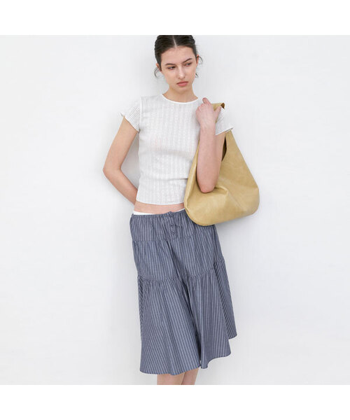 ATELIER NAIN(アトリエナイン)の「STRIPE STRING FULL MIDI SKIRT (SK-5101)(スカート・レディース・ブルー/ホワイト・FREE)」の1枚目の写真