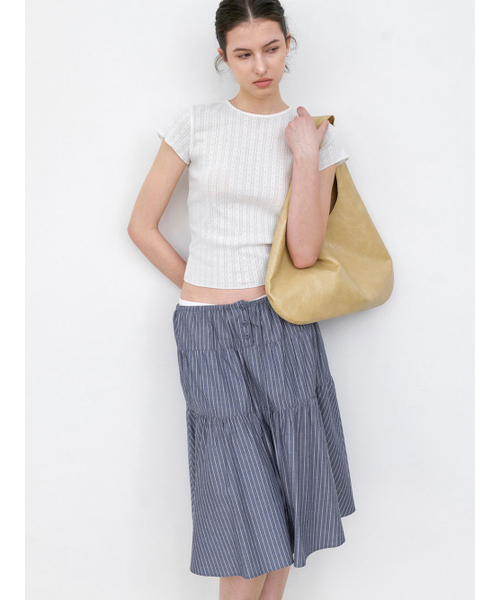 ATELIER NAIN(アトリエナイン)の「STRIPE STRING FULL MIDI SKIRT (SK-5101)(スカート・レディース・ブルー/ホワイト・FREE)」の3枚目の写真