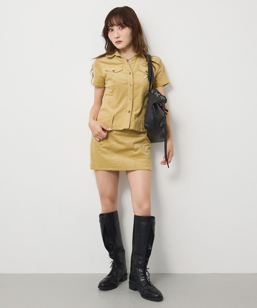 SLY(スライ)の「BELTED CORDUROY S/SKORT ベルテッドコーデュロイショートスコート 秋服 冬服(スカート・レディース・ブラック/ブラウン/ベージュ・0/1)」の22枚目の写真
