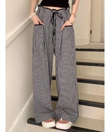 チェック柄ドロストバルーンワイドパンツ