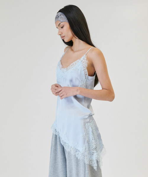 PROJECT WAVE（プロジェクトウェーブ）の「Cilly Satin Top [SORA]（Tシャツ/カットソー・レディース・カーキ/Beige/ブラック/スカイブルー/アイボリー・MEDIUM/SMALL）」の7枚目の写真