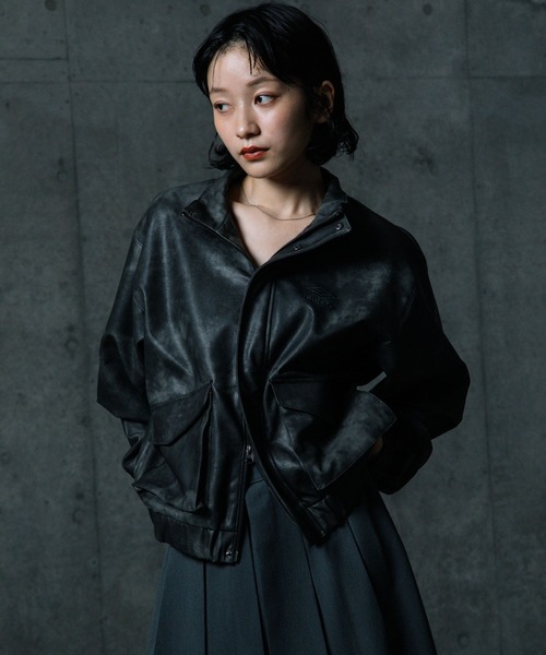 ALAND(エーランド)の「【UNISEX】ALAND×UMBRO/フェイクレザーブルゾン(ブルゾン・メンズ・ブラック系1/ブラック・SMALL/LARGE)」の9枚目の写真