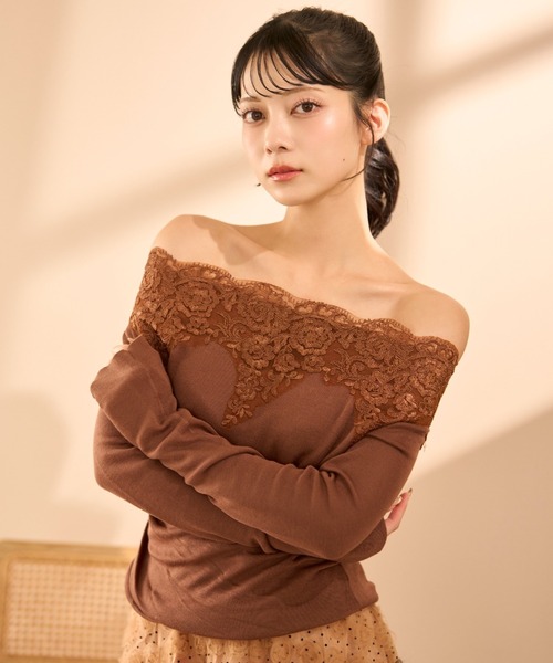 krahe（クレーエ）の「レース襟オフショルダーカットソー（Tシャツ/カットソー・レディース・キャメル/ブラック/モカ/ベージュ・FREE）」の21枚目の写真