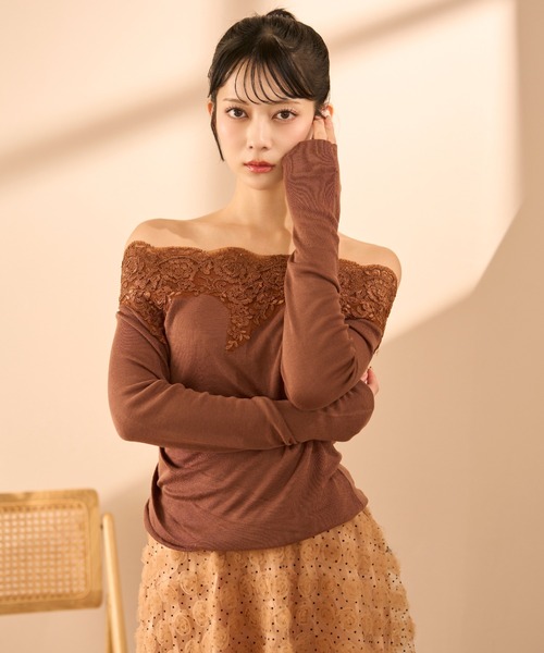 krahe（クレーエ）の「レース襟オフショルダーカットソー（Tシャツ/カットソー・レディース・キャメル/ブラック/モカ/ベージュ・FREE）」の22枚目の写真