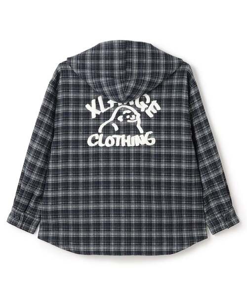 XLARGE KIDS(エクストララージキッズ)の「ドローイングOG チェックフードシャツ(シャツ/ブラウス・キッズ・ブラウン/ネイビー・130cm/120cm/110cm/140cm)」の5枚目の写真
