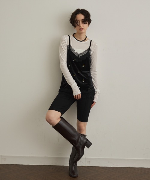 Trish（トリッシュ）の「ベロア花刺繍レースヘムキャミソール（キャミソール・レディース・ブラウン/ブラック・FREE）」の17枚目の写真