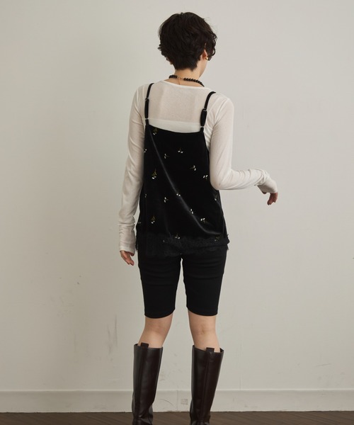 Trish（トリッシュ）の「ベロア花刺繍レースヘムキャミソール（キャミソール・レディース・ブラウン/ブラック・FREE）」の15枚目の写真