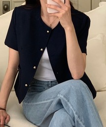半袖ノーカラージャケット