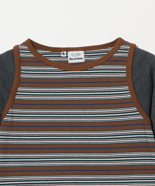 Girls Department Club（ガールズデパートメントクラブ）の「＜Girls Department Club＞ボーダー タンクトップ レイヤー プルオーバー（Tシャツ/カットソー・レディース・ブラウン系・FREE）」の7枚目の写真