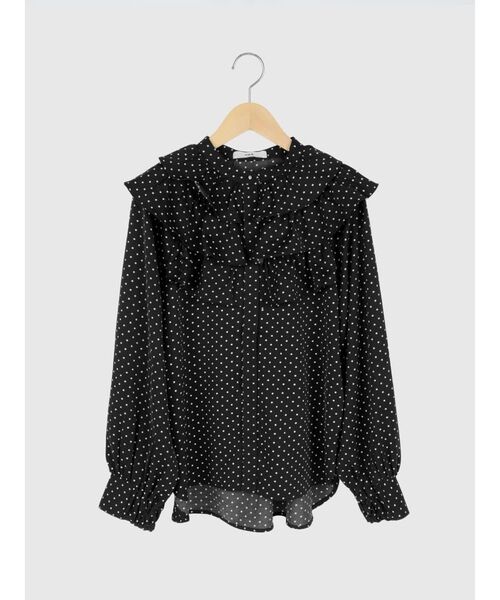 FIKA.(フィーカ)の「Dot frills blouse(シャツ/ブラウス・レディース・ダークブラウン/ベージュ/ブラック・MEDIUM)」の1枚目の写真
