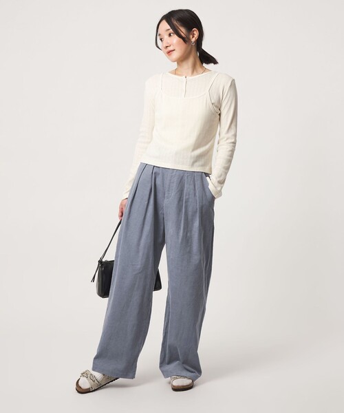 green label relaxing(グリーンレーベルリラクシング)の「【WEB限定】<at ease>コーデュロイ タック パンツ(その他パンツ・レディース・ナチュラル/ライトブルー/ダークグレー/ライトピンク・SHORT/38/36)」の6枚目の写真