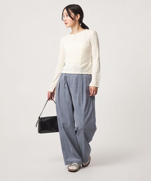 green label relaxing(グリーンレーベルリラクシング)の「【WEB限定】<at ease>コーデュロイ タック パンツ(その他パンツ・レディース・ナチュラル/ライトブルー/ダークグレー/ライトピンク・SHORT/38/36)」の7枚目の写真