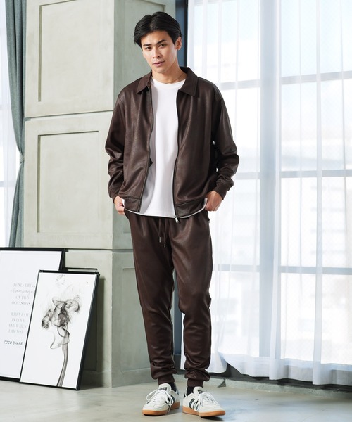 jiggys shop(ジギーズショップ)の「フェイクレザー ジャージ ジョガーパンツ(その他パンツ・メンズ・ブラック・MEDIUM/LARGE/X-LARGE)」の5枚目の写真
