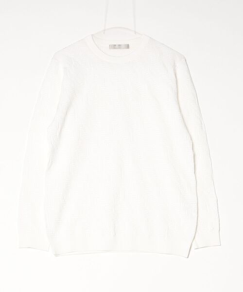 HIGH STREET(ハイストリート)の「HIGH STREET∴バイアスリンクスクルーネックニット(ニット/セーター・メンズ・ネイビー/ホワイト/ブラック・LL/M/L)」の1枚目の写真