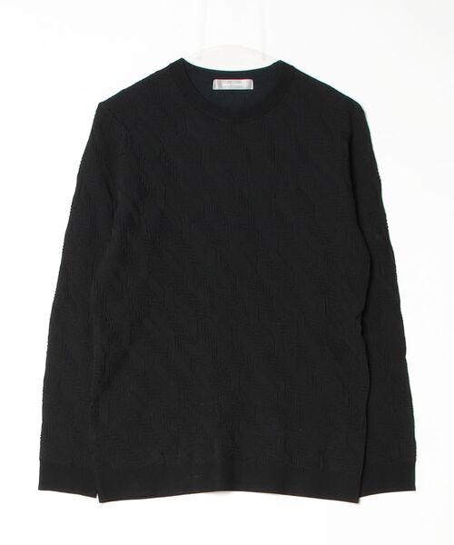 HIGH STREET(ハイストリート)の「HIGH STREET∴バイアスリンクスクルーネックニット(ニット/セーター・メンズ・ネイビー/ホワイト/ブラック・LL/M/L)」の2枚目の写真