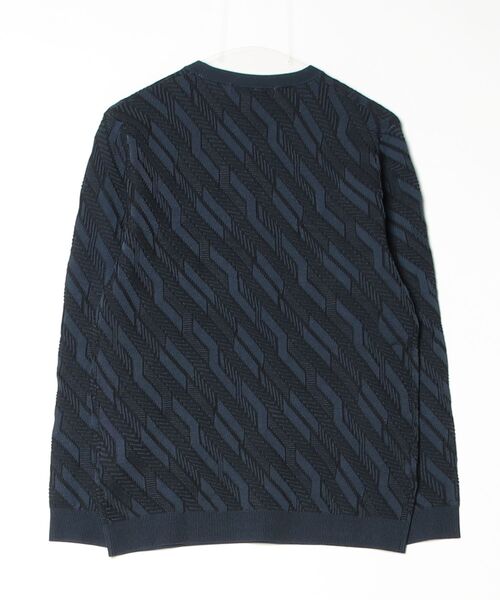 HIGH STREET(ハイストリート)の「HIGH STREET∴バイアスリンクスクルーネックニット(ニット/セーター・メンズ・ネイビー/ホワイト/ブラック・LL/M/L)」の4枚目の写真