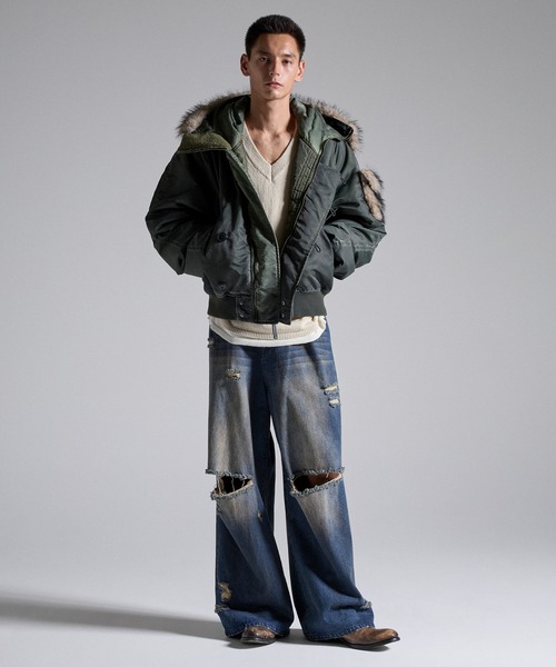 GRANCY(グランシー)の「【GRANCY】ファーポケットデザインフェードN2Bジャケット / Furpocket Design Faded N2B Jacket(ダウンジャケット/コート・メンズ・ブラック/カーキ・L/M/S)」の3枚目の写真