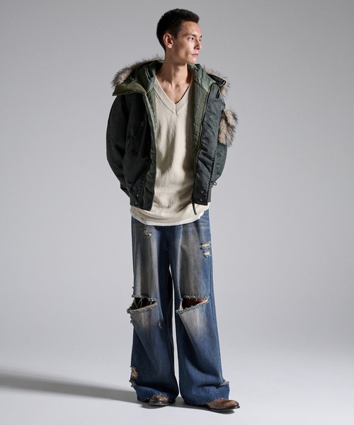 GRANCY(グランシー)の「【GRANCY】ファーポケットデザインフェードN2Bジャケット / Furpocket Design Faded N2B Jacket(ダウンジャケット/コート・メンズ・ブラック/カーキ・L/M/S)」の5枚目の写真