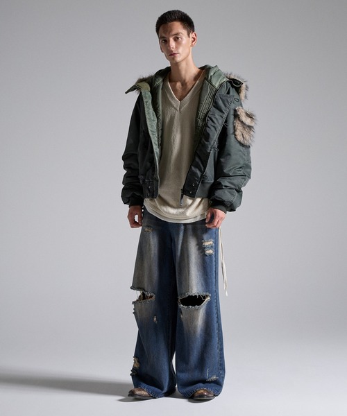 GRANCY(グランシー)の「【GRANCY】ファーポケットデザインフェードN2Bジャケット / Furpocket Design Faded N2B Jacket(ダウンジャケット/コート・メンズ・ブラック/カーキ・L/M/S)」の6枚目の写真