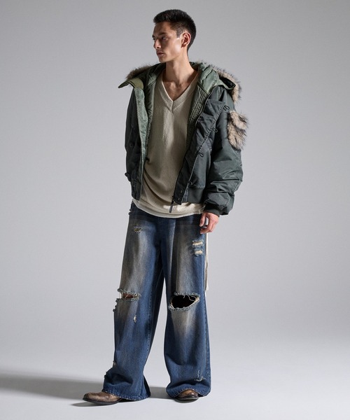 GRANCY(グランシー)の「【GRANCY】ファーポケットデザインフェードN2Bジャケット / Furpocket Design Faded N2B Jacket(ダウンジャケット/コート・メンズ・ブラック/カーキ・L/M/S)」の7枚目の写真