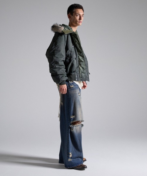 GRANCY(グランシー)の「【GRANCY】ファーポケットデザインフェードN2Bジャケット / Furpocket Design Faded N2B Jacket(ダウンジャケット/コート・メンズ・ブラック/カーキ・L/M/S)」の8枚目の写真