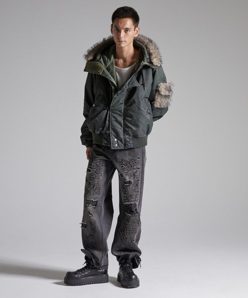 GRANCY(グランシー)の「【GRANCY】ファーポケットデザインフェードN2Bジャケット / Furpocket Design Faded N2B Jacket(ダウンジャケット/コート・メンズ・ブラック/カーキ・L/M/S)」の10枚目の写真