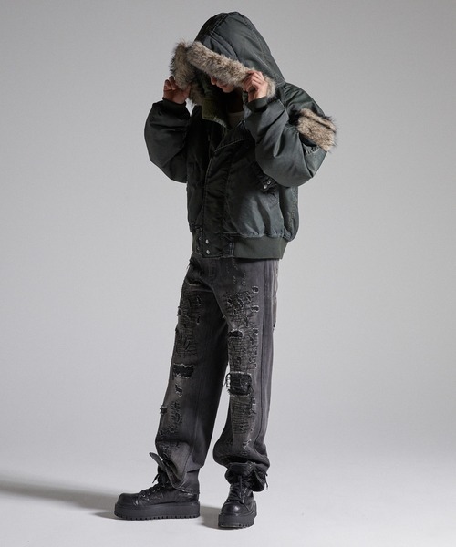 GRANCY(グランシー)の「【GRANCY】ファーポケットデザインフェードN2Bジャケット / Furpocket Design Faded N2B Jacket(ダウンジャケット/コート・メンズ・ブラック/カーキ・L/M/S)」の11枚目の写真