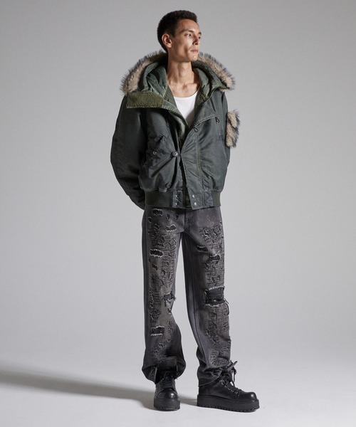 GRANCY(グランシー)の「【GRANCY】ファーポケットデザインフェードN2Bジャケット / Furpocket Design Faded N2B Jacket(ダウンジャケット/コート・メンズ・ブラック/カーキ・L/M/S)」の12枚目の写真