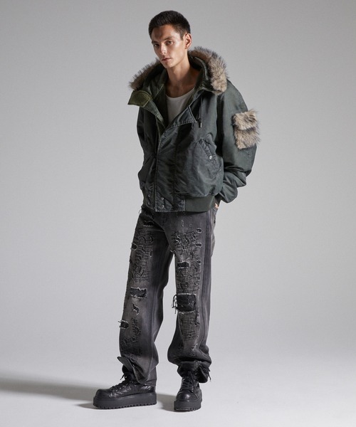 GRANCY(グランシー)の「【GRANCY】ファーポケットデザインフェードN2Bジャケット / Furpocket Design Faded N2B Jacket(ダウンジャケット/コート・メンズ・ブラック/カーキ・L/M/S)」の13枚目の写真