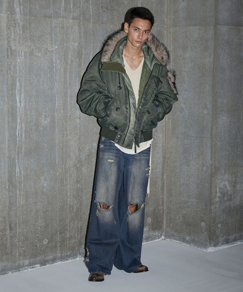GRANCY(グランシー)の「【GRANCY】ファーポケットデザインフェードN2Bジャケット / Furpocket Design Faded N2B Jacket(ダウンジャケット/コート・メンズ・ブラック/カーキ・L/M/S)」の19枚目の写真
