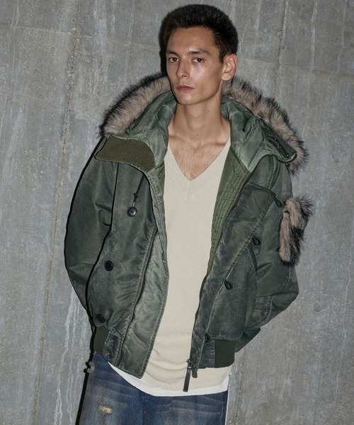 GRANCY(グランシー)の「【GRANCY】ファーポケットデザインフェードN2Bジャケット / Furpocket Design Faded N2B Jacket(ダウンジャケット/コート・メンズ・ブラック/カーキ・L/M/S)」の20枚目の写真