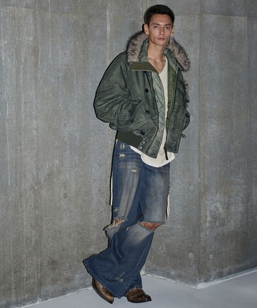 GRANCY(グランシー)の「【GRANCY】ファーポケットデザインフェードN2Bジャケット / Furpocket Design Faded N2B Jacket(ダウンジャケット/コート・メンズ・ブラック/カーキ・L/M/S)」の21枚目の写真