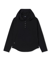 レディース ヘンリーネックフード長袖Tシャツ