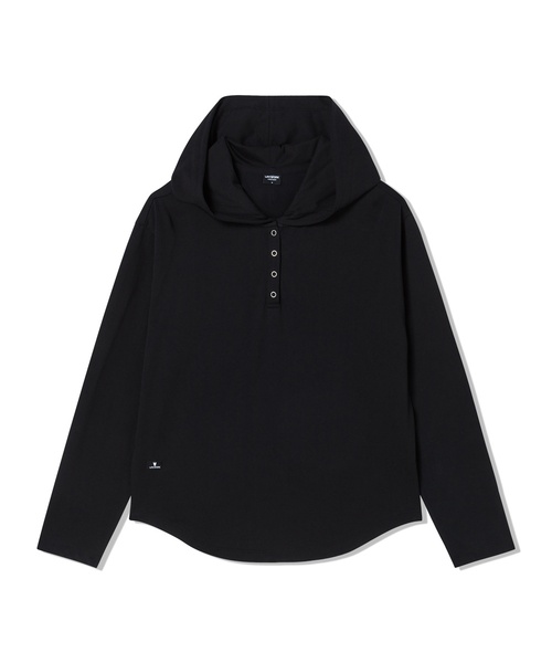 LIFE WORK(ライフワーク)の「レディース ヘンリーネックフード長袖Tシャツ(Tシャツ/カットソー・レディース・ホワイト/ライトグレー/ブラック・SMALL/MEDIUM)」の2枚目の写真