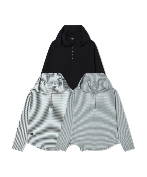 LIFE WORK(ライフワーク)の「レディース ヘンリーネックフード長袖Tシャツ(Tシャツ/カットソー・レディース・ホワイト/ライトグレー/ブラック・SMALL/MEDIUM)」の4枚目の写真