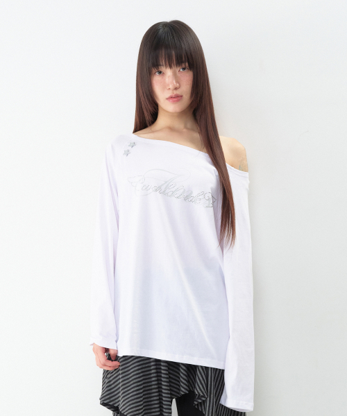 AMESWORLDWIDE(アメスワールドワイド)の「ANGEL HOTFIX オフショルダー 長袖Tシャツ ホワイト(Tシャツ/カットソー・レディース・その他・FREE)」の7枚目の写真