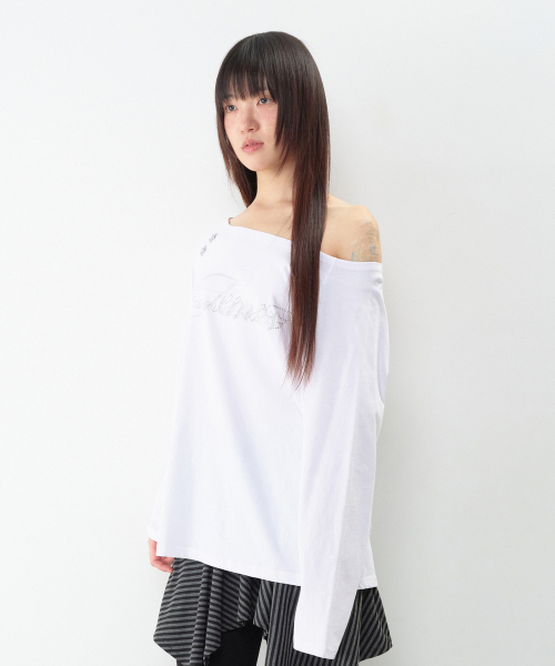 AMESWORLDWIDE(アメスワールドワイド)の「ANGEL HOTFIX オフショルダー 長袖Tシャツ ホワイト(Tシャツ/カットソー・レディース・その他・FREE)」の8枚目の写真
