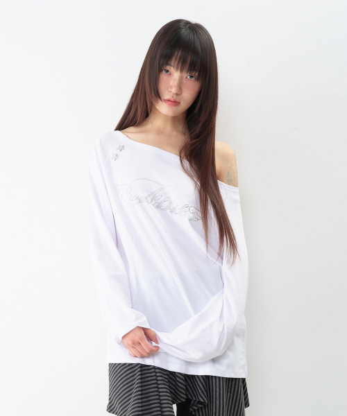 AMESWORLDWIDE(アメスワールドワイド)の「ANGEL HOTFIX オフショルダー 長袖Tシャツ ホワイト(Tシャツ/カットソー・レディース・その他・FREE)」の3枚目の写真