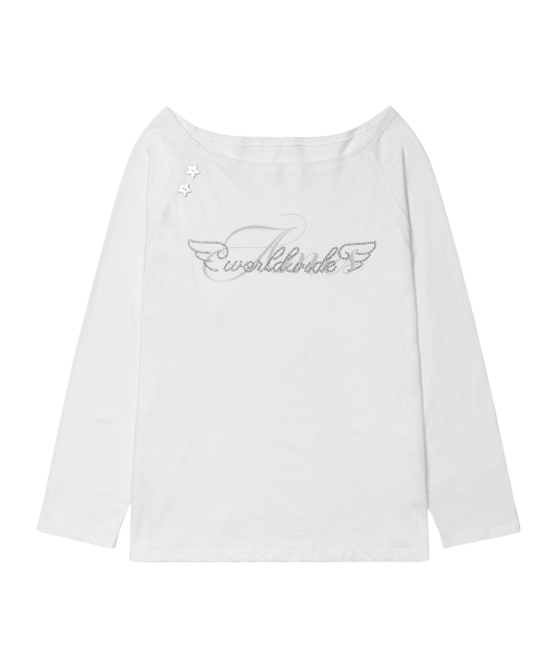 AMESWORLDWIDE(アメスワールドワイド)の「ANGEL HOTFIX オフショルダー 長袖Tシャツ ホワイト(Tシャツ/カットソー・レディース・その他・FREE)」の4枚目の写真