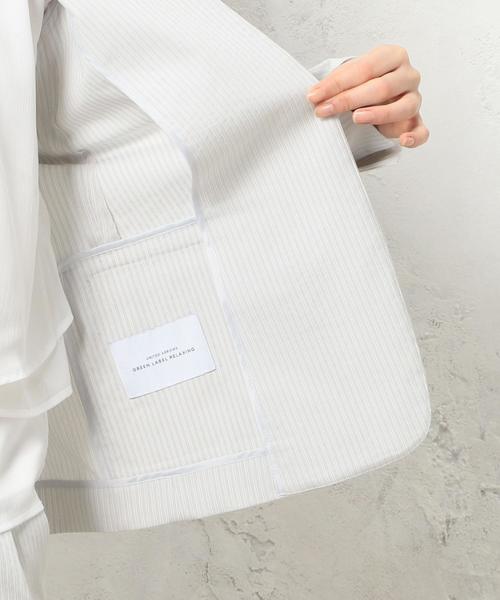 green label relaxing(グリーンレーベルリラクシング)の「CR C/T コードレーンジャケット -O/P(ノーカラージャケット・レディース・オフホワイト/ライトグレー/ネイビー・36/38/40)」の10枚目の写真