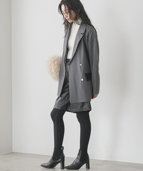 mili an deni(ミリアンデニ)の「ウェストタックエコレザーハーフパンツ(その他パンツ・レディース・ブラック・M)」の9枚目の写真